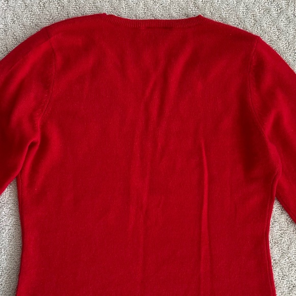 Ann Taylor Women's Cashmere V-Neck Sweater Red Med Cozy Soft Winter Holidays - Picture 6 of 8